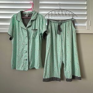 Munki Munki Ladies Mint Counting Sheep 2-piece Capri Pajama Set XL